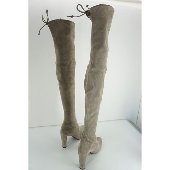 Stuart Weitzman Highland Suede Over the Knee Bow Top Boots - Picture 6 of 10